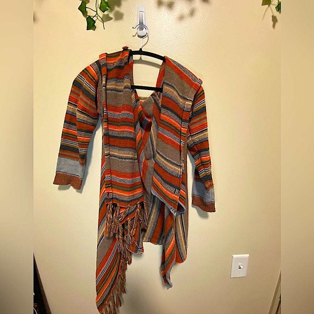Orange Striped Boho Cardigan